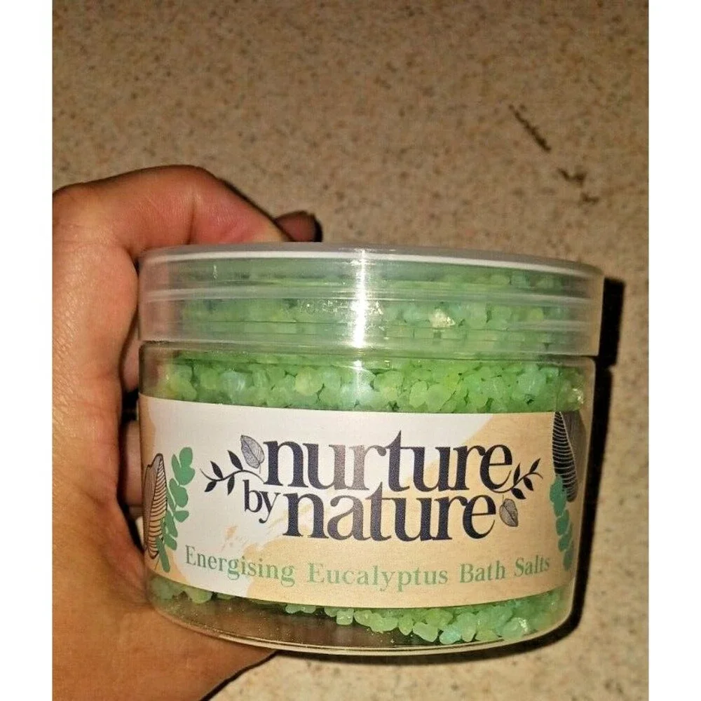 Nurture by Nature Eucalyptus Bath Salts and Lemon/thyme Bath Bomb New